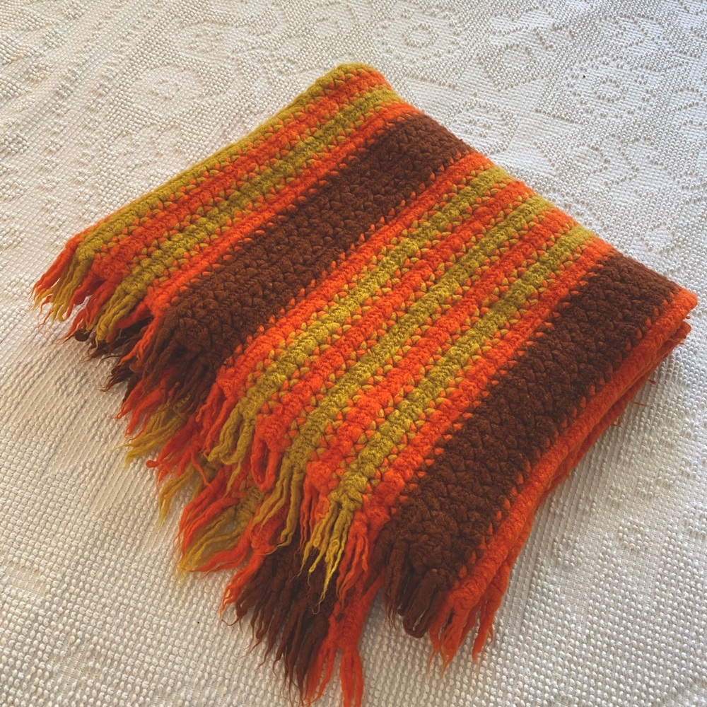Midcentury Modern Orange and Brown‎ Vintage Throw